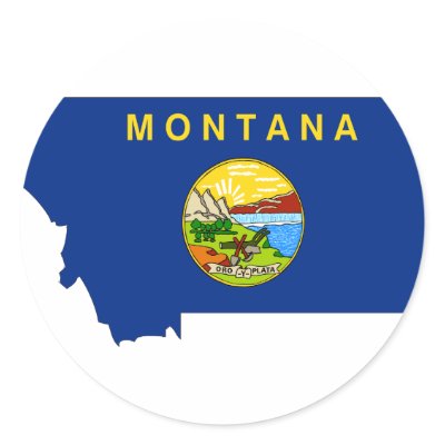 Montana Flag Map Stickers by map of montana state. Montana Flag Map Stickers by