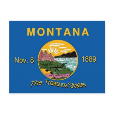 Montana Flag Postcard by deesbasenjis