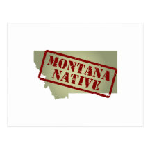 Montana Native Stamped on Map Postcards