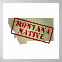 Montana Native Stamped on Map Poster