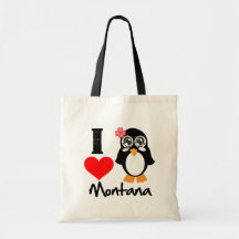 Montana Penguin - I Love Montana Bag