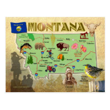 Montana State Map Post Card