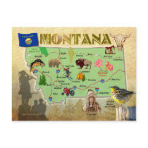 Montana State Map Post Card