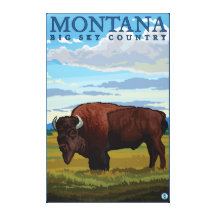 MontanaBison Vintage Travel Poster Stretched Canvas Print