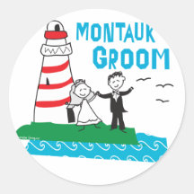 Montauk Groom Gifts Round Sticker