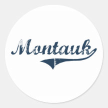 Montauk New York Classic Design Round Stickers