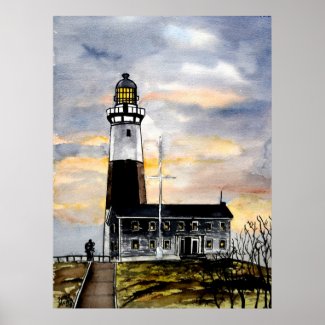 montauk point lighthouse new york painting art print