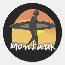 Montauk Surfer Round Sticker