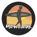 Montauk Surfer Round Sticker