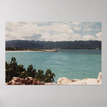 MONTEGO BAY, JAMAICA BLUE CANVAS POSTER PRINT