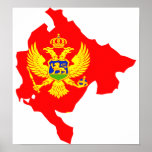 Montenegro Flag Map full size Posters