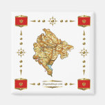 Montenegro Map + Flags Magnet