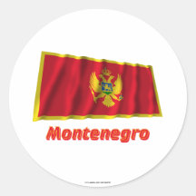 Montenegro Waving Flag with Name Round Stickers