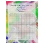 Monthly Bills Check off Chart Fuzzy Colors Design Letterhead Template