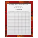 Monthly Bills Check off Chart Letterhead Template