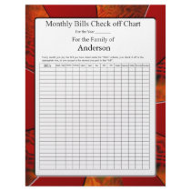 Monthly Bills Check off Chart Letterhead Template