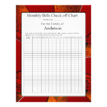 Monthly Bills Check off Chart Letterhead Template