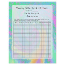 Monthly Bills Check off Chart Pastel Design Letterhead