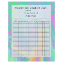 Monthly Bills Check off Chart Pastel Design Letterhead Template