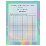 Monthly Bills Check off Chart Pastel Design Letterhead Template