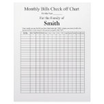 Monthly Bills check off list - Plain letterhead