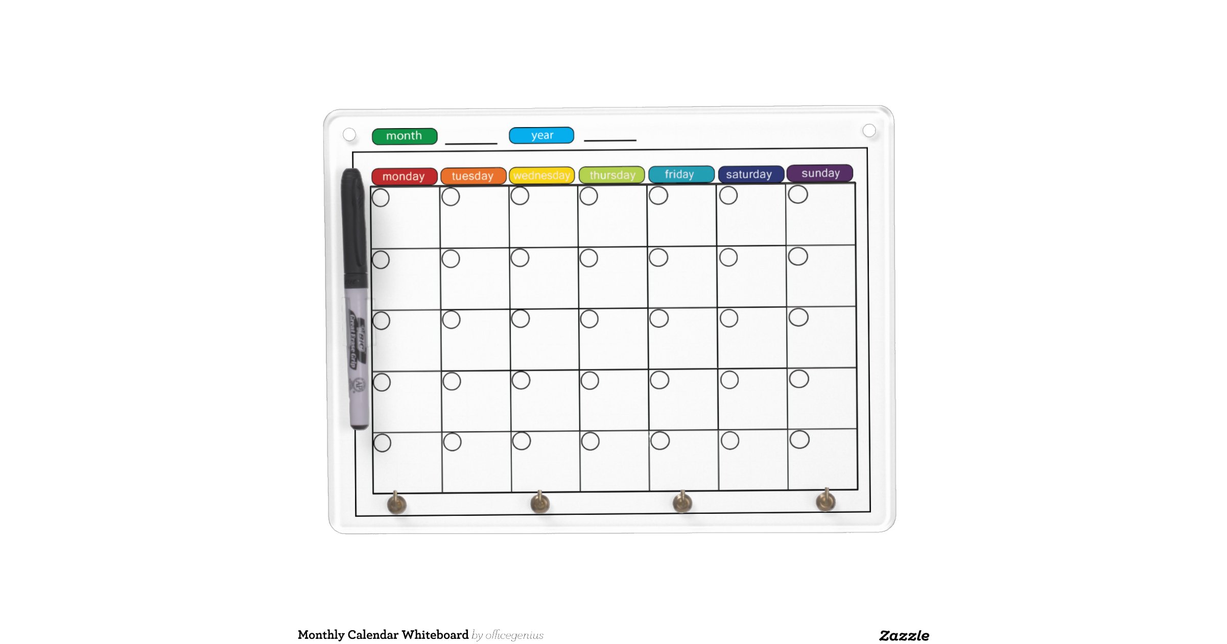 monthly-calendar-whiteboard-dry-erase-boards-zazzle