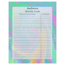 Monthly Goal Page, Pastel Design Letterhead Template