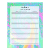 Monthly Goal Page, Pastel Design Letterhead Template