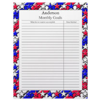 Monthly Goal Page - Red, White, and Blue Customized Letterhead
