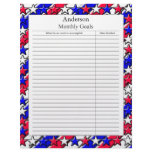 Monthly Goal Page - Red, White, and Blue Customized Letterhead