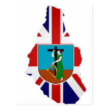 Montserrat flag map postcard
