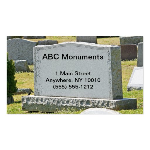Monument Company Business Card (front side)