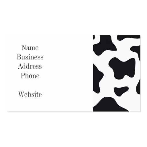 MOO Black and White Dairy Cow Pattern Print Gifts Business Card (front side)