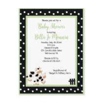 Moo Cow Black white Green Baby Shower Invitation postcards