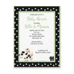 Moo Cow Black white Green Baby Shower Invitation Postcard
