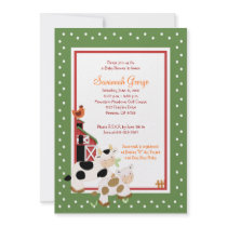 Moo Cow Farm Barnyard Baby Shower Invitations 5x7