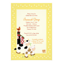 Moo Cow Farm Barnyard Baby Shower Invitations 5x7