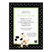 Moo Cow Farm Barnyard Baby Shower Invitations 5x7