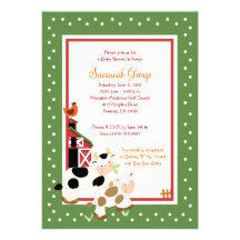 Moo Cow Farm Barnyard Baby Shower Invitations 5x7