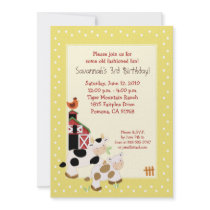 Moo Cow Farm Barnyard Country Birthday Invitations