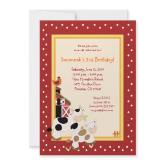 Moo Cow Farm Barnyard Country Birthday Invitations invitation