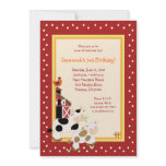 Moo Cow Farm Barnyard Country Birthday Invitations