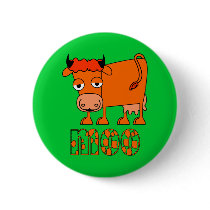 Moo - Ginger Cow Pinback Buttons