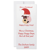 Moo-y Christmas and Happy Hoggy Days! rack cards by holidaywhimsy Moo-y Christmas and Happy Hoggy Days! rack cards