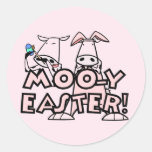 Moo-y Easter T-shirts and Gifts Round Stickers