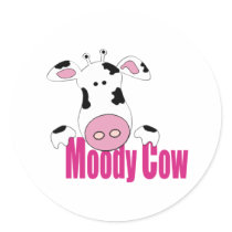 Moody Cow Round Sticker