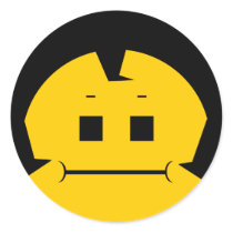 Moody Stoplight Trio Charlie Yellobellow Face Round Sticker