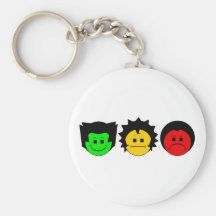 Moody Stoplight Trio Faces Key Chains