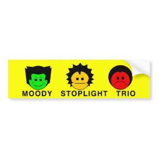 Moody Stoplight Trio Faces with Caption bumpersticker