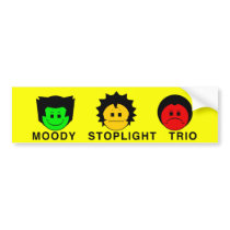 Moody Stoplight Trio Faces with Caption bumper stickers